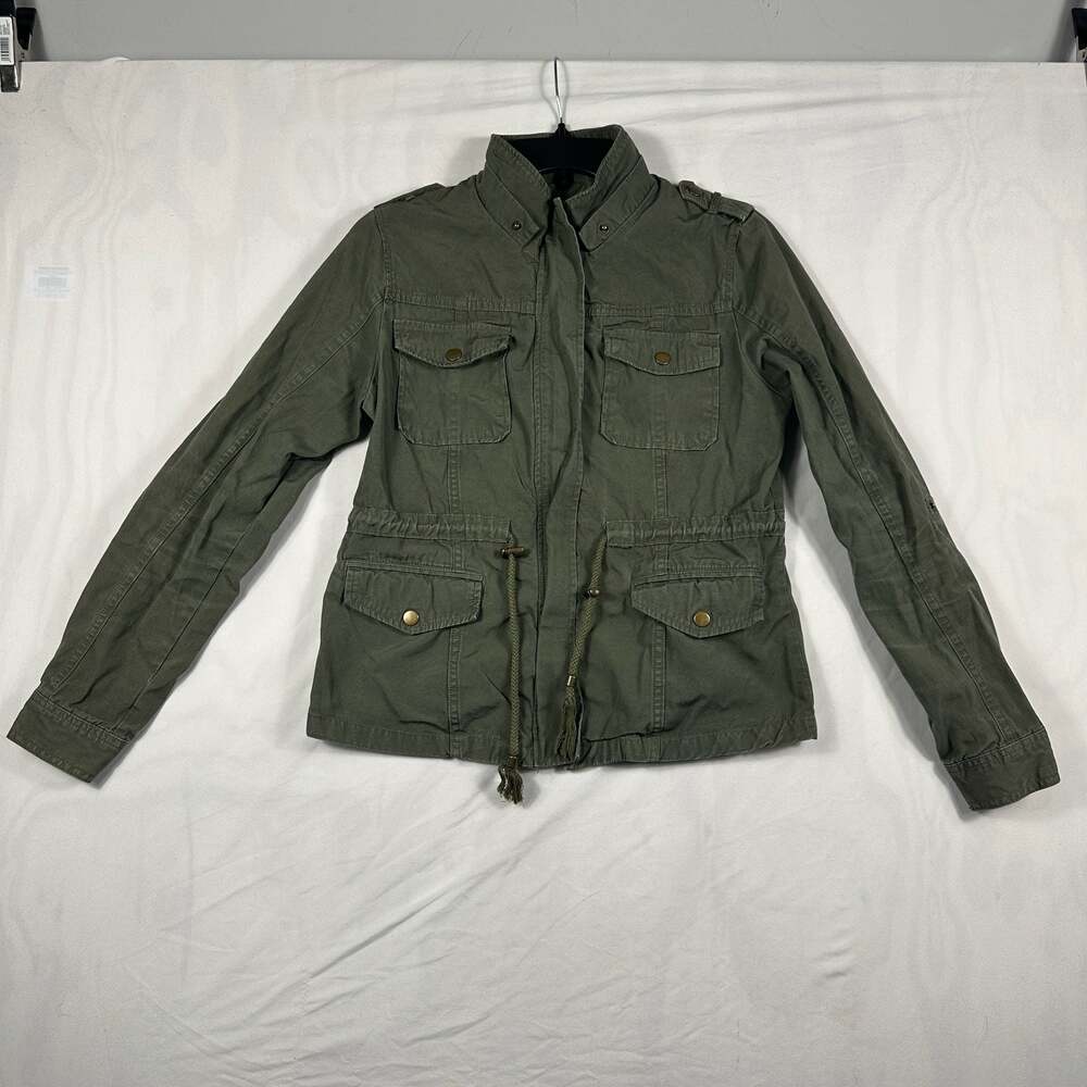 Finesse Women Military Style Parka Jacket Olive Green Cotton Medium